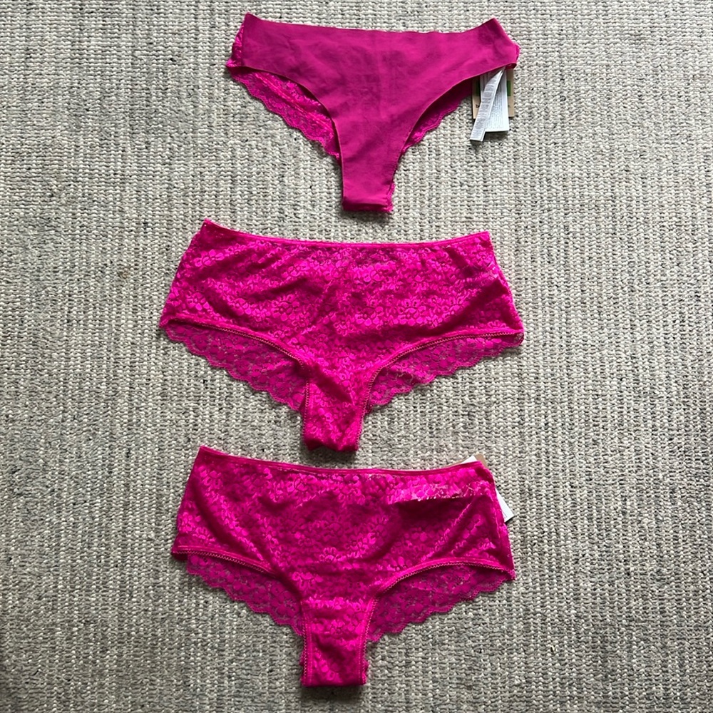 TEZENIS 2 French Cut & 1 High Cut Brazilian Fucsia Estate Panties